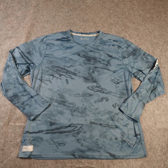 Under Armour Shirt Mens 3XL IsoChill Shore Break Camo Crew Neck Long Sleeve Fish - Picture 1 of 10